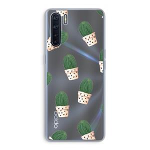 CaseCompany Cactusprint roze: Oppo A91 Transparant Hoesje