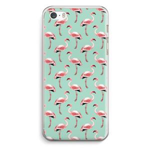 CaseCompany Flamingoprint groen: iPhone 5 / 5S / SE Transparant Hoesje