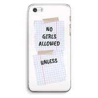CaseCompany No Girls Allowed Unless: iPhone 5 / 5S / SE Transparant Hoesje