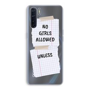 CaseCompany No Girls Allowed Unless: Oppo A91 Transparant Hoesje
