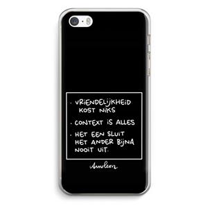 CaseCompany Mijn Motto's: iPhone 5 / 5S / SE Transparant Hoesje