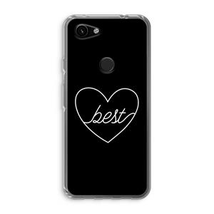 CaseCompany Best heart black: Google Pixel 3a Transparant Hoesje
