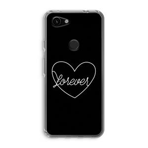 CaseCompany Forever heart black: Google Pixel 3a Transparant Hoesje