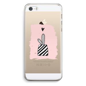 CaseCompany Zwart-wit cactus: iPhone 5 / 5S / SE Transparant Hoesje