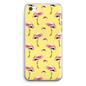 CaseCompany Flamingo's geel: iPhone 5 / 5S / SE Transparant Hoesje