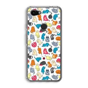 CaseCompany Kleurrijke katten: Google Pixel 3a Transparant Hoesje