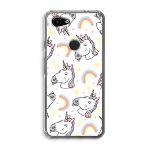 CaseCompany Rainbow Unicorn: Google Pixel 3a Transparant Hoesje
