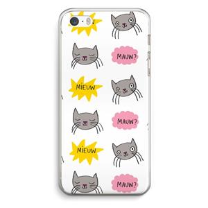 CaseCompany Meow: iPhone 5 / 5S / SE Transparant Hoesje