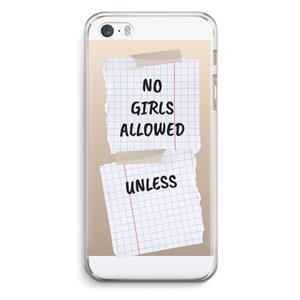 CaseCompany No Girls Allowed Unless: iPhone 5 / 5S / SE Transparant Hoesje