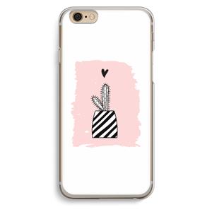 CaseCompany Zwart-wit cactus: iPhone 6 / 6S Transparant Hoesje