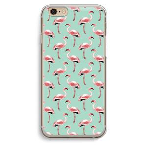 CaseCompany Flamingoprint groen: iPhone 6 / 6S Transparant Hoesje