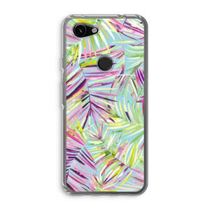 CaseCompany Tropical Palms Blue: Google Pixel 3a Transparant Hoesje