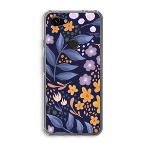 CaseCompany Flowers with blue leaves: Google Pixel 3a Transparant Hoesje