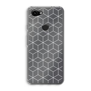 CaseCompany Zwart-witte kubussen: Google Pixel 3a Transparant Hoesje