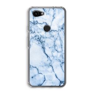 CaseCompany Blauw marmer: Google Pixel 3a Transparant Hoesje