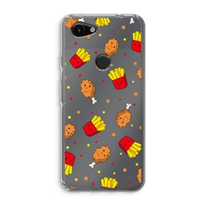 CaseCompany Chicken 'n Fries: Google Pixel 3a Transparant Hoesje