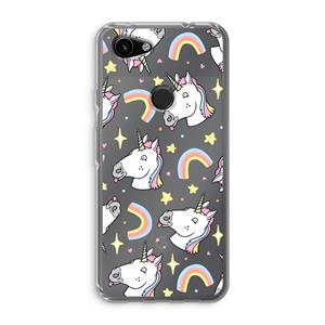 CaseCompany Rainbow Unicorn: Google Pixel 3a Transparant Hoesje