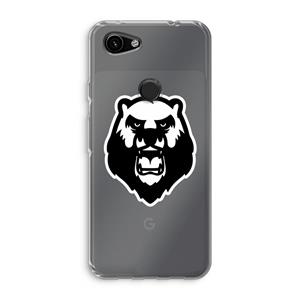 CaseCompany Angry Bear (white): Google Pixel 3a Transparant Hoesje