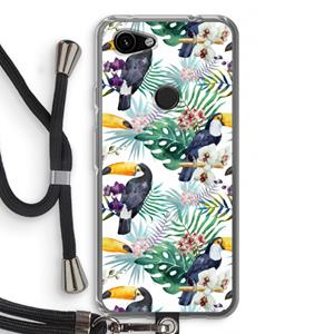 CaseCompany Tukans: Pixel 3a Transparant Hoesje met koord
