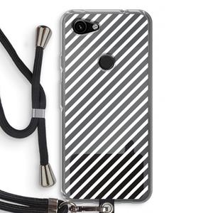 CaseCompany Strepen zwart-wit: Pixel 3a Transparant Hoesje met koord