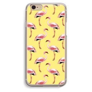 CaseCompany Flamingo's geel: iPhone 6 / 6S Transparant Hoesje