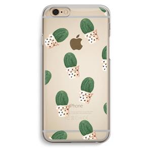 CaseCompany Cactusprint roze: iPhone 6 / 6S Transparant Hoesje