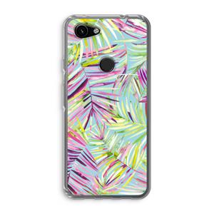CaseCompany Tropical Palms Blue: Google Pixel 3a Transparant Hoesje