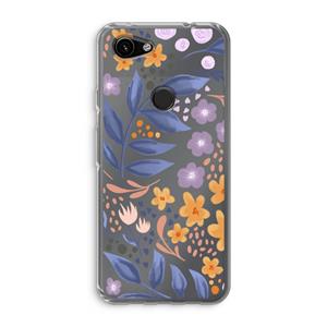 CaseCompany Flowers with blue leaves: Google Pixel 3a Transparant Hoesje