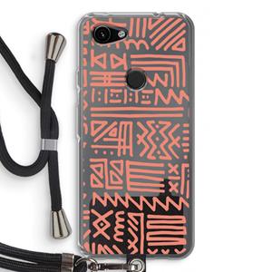 CaseCompany Marrakech Pink: Pixel 3a Transparant Hoesje met koord