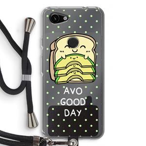 CaseCompany Avo Good Day: Pixel 3a Transparant Hoesje met koord