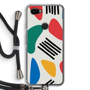 CaseCompany Illustratieve pop 1: Pixel 3a Transparant Hoesje met koord