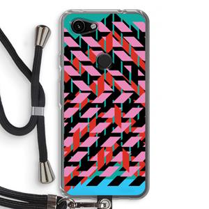CaseCompany Skew Blush 2: Pixel 3a Transparant Hoesje met koord