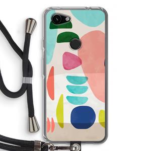 CaseCompany Bold Rounded Shapes: Pixel 3a Transparant Hoesje met koord