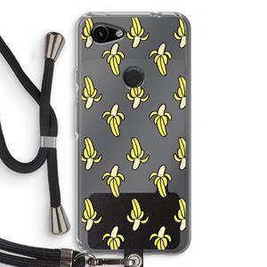 CaseCompany Bananas: Pixel 3a Transparant Hoesje met koord