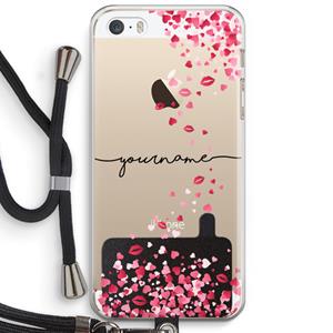 CaseCompany Hartjes en kusjes: iPhone 5 / 5S / SE Transparant Hoesje met koord