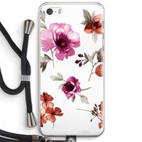 CaseCompany Geschilderde bloemen: iPhone 5 / 5S / SE Transparant Hoesje met koord