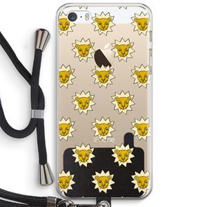 CaseCompany Leeuwenkoppen: iPhone 5 / 5S / SE Transparant Hoesje met koord