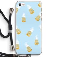 CaseCompany Ananasjes: iPhone 5 / 5S / SE Transparant Hoesje met koord