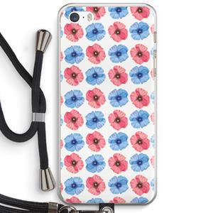 CaseCompany Klaproosjes: iPhone 5 / 5S / SE Transparant Hoesje met koord
