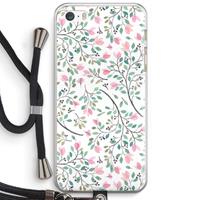 CaseCompany Sierlijke bloemen: iPhone 5 / 5S / SE Transparant Hoesje met koord