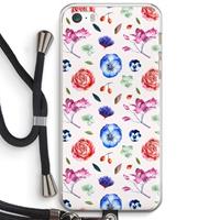 CaseCompany Bloemetjes: iPhone 5 / 5S / SE Transparant Hoesje met koord
