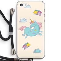CaseCompany Vliegende eenhoorn: iPhone 5 / 5S / SE Transparant Hoesje met koord