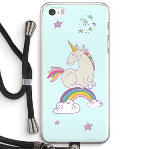 CaseCompany Regenboog eenhoorn: iPhone 5 / 5S / SE Transparant Hoesje met koord