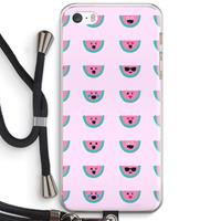 CaseCompany Smiley watermeloenprint: iPhone 5 / 5S / SE Transparant Hoesje met koord