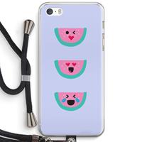 CaseCompany Smiley watermeloen: iPhone 5 / 5S / SE Transparant Hoesje met koord