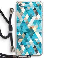 CaseCompany Gekleurde driehoekjes blauw: iPhone 5 / 5S / SE Transparant Hoesje met koord