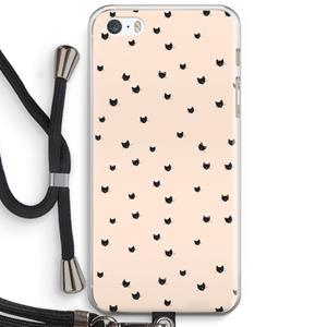CaseCompany Kleine kattenkopjes: iPhone 5 / 5S / SE Transparant Hoesje met koord
