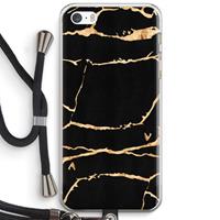 CaseCompany Gouden marmer: iPhone 5 / 5S / SE Transparant Hoesje met koord