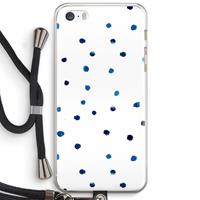 CaseCompany Blauwe stippen: iPhone 5 / 5S / SE Transparant Hoesje met koord
