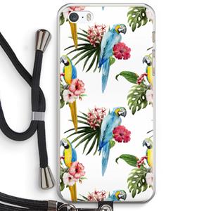CaseCompany Kleurrijke papegaaien: iPhone 5 / 5S / SE Transparant Hoesje met koord